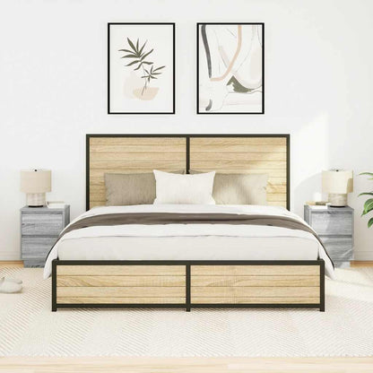 Comodini con Luci a LED 2 pz Grigio Sonoma 38x34x50 cm - homemem39