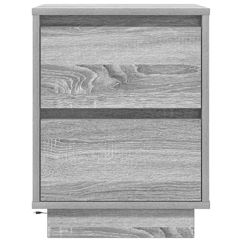 Comodini con Luci a LED 2 pz Grigio Sonoma 38x34x50 cm - homemem39