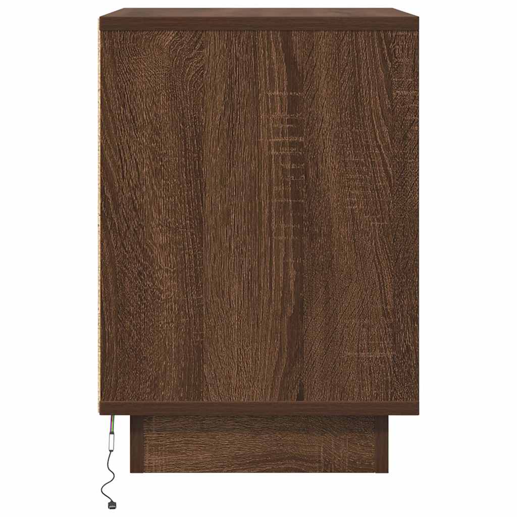Comodino con Luci LED Rovere Marrone 38x34x50 cm - homemem39