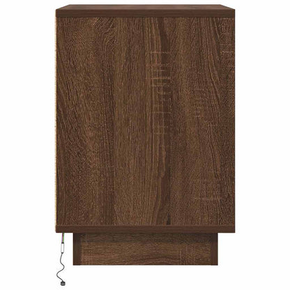 Comodino con Luci LED Rovere Marrone 38x34x50 cm - homemem39