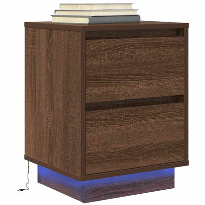 Comodini con Luci a LED 2 pz Rovere Marrone 38x34x50 cm - homemem39