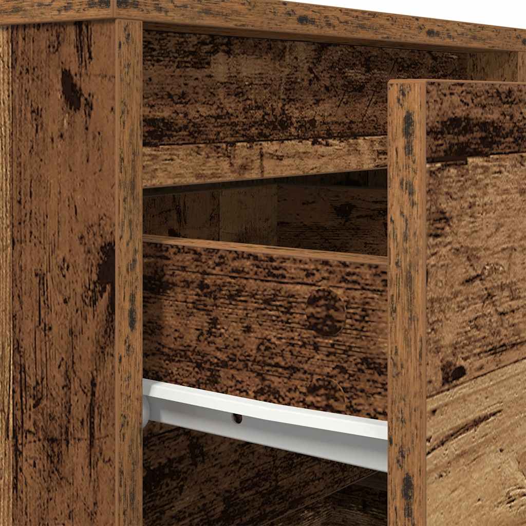 Comodino con Luci LED Legno Antico 38x34x50 cm - homemem39