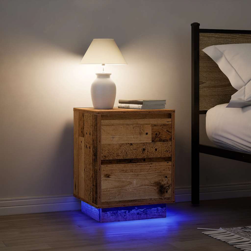 Comodini con Luci a LED 2 pz Legno Antico 38x34x50 cm - homemem39