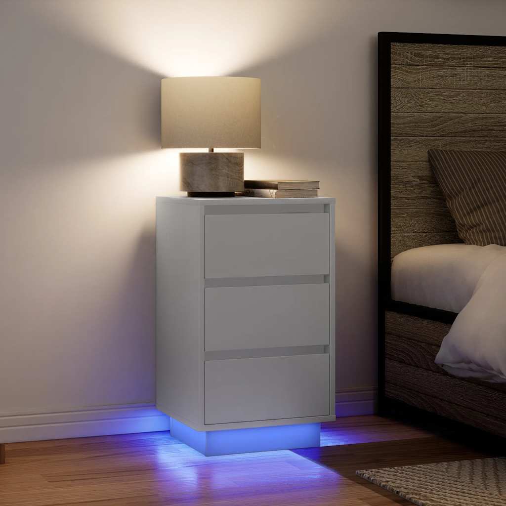 Comodini con Luci LED Bianco 38x34x65 cm - homemem39