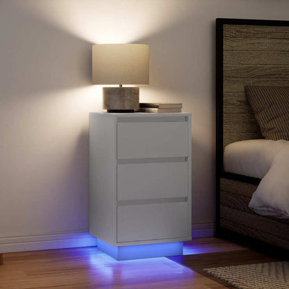 Comodini con Luci LED Bianco 38x34x65 cm - homemem39