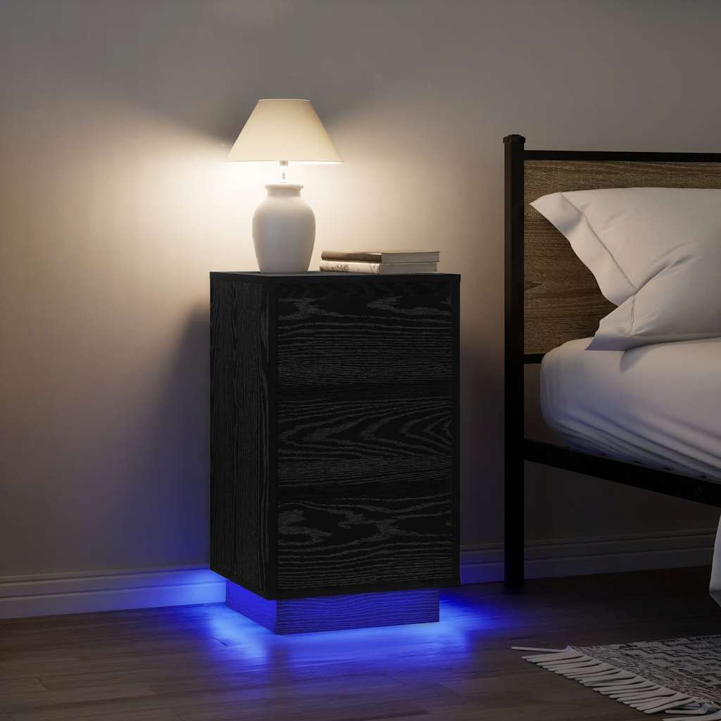 Comodino con Luci LED Nero 38x34x65 cm - homemem39