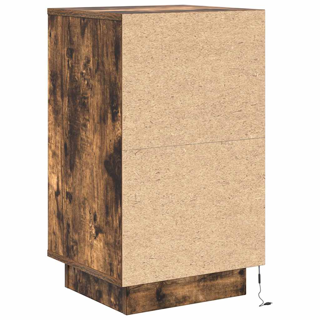 Comodino con Luci LED Rovere Fumo 38x34x65 cm - homemem39
