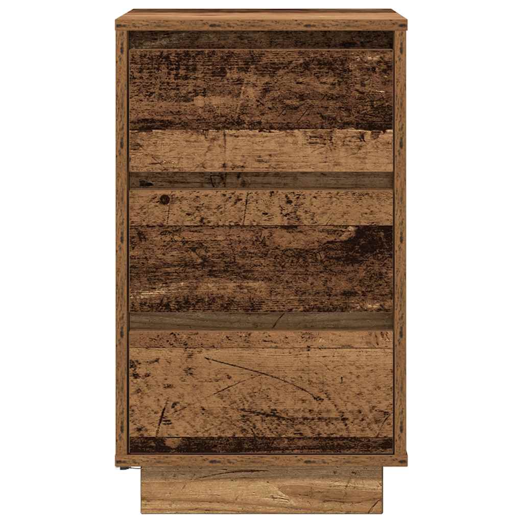 Comodino con Luci LED Legno Antico 38x34x65 cm - homemem39