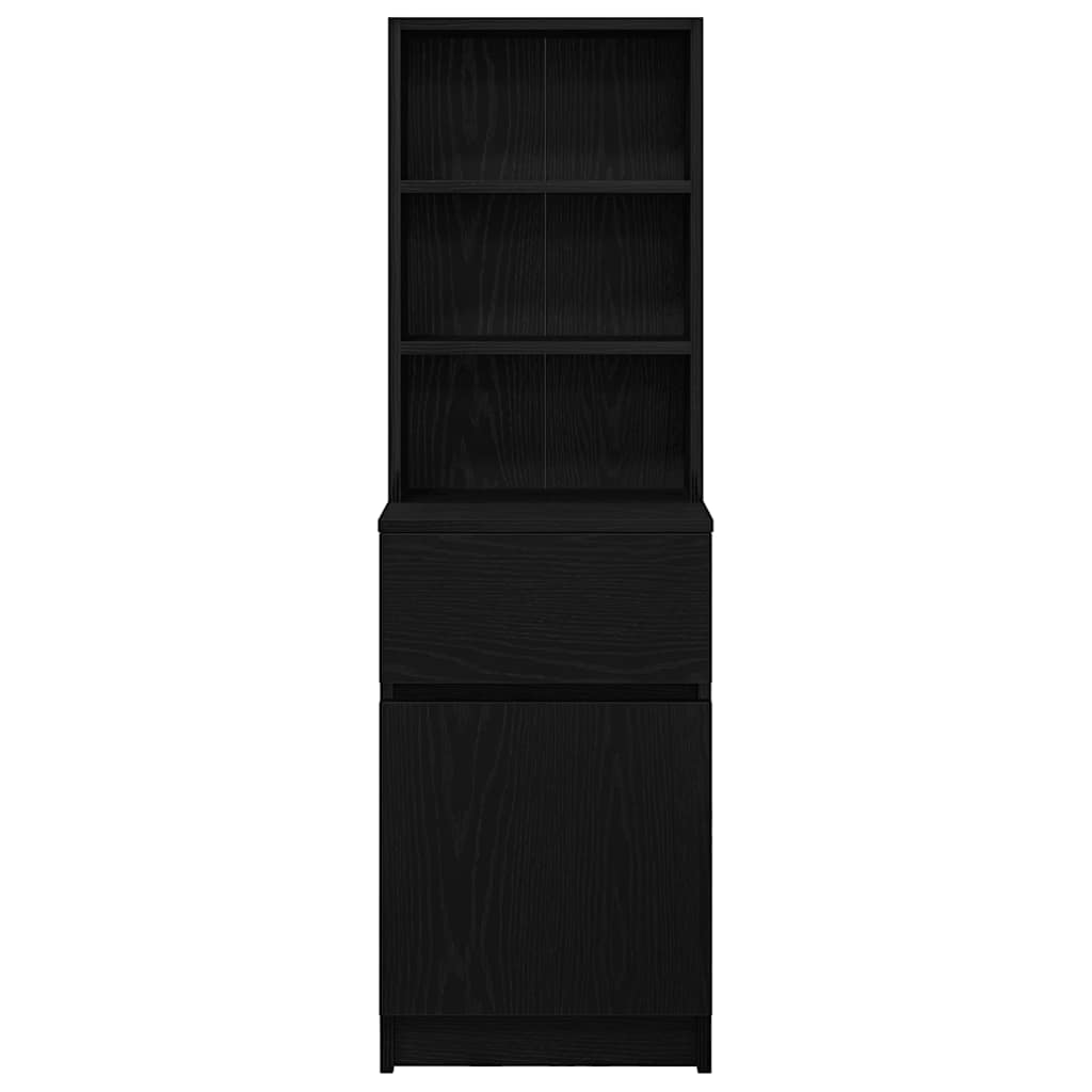 Comodino Nero 39x35x125 cm in Legno Multistrato - homemem39