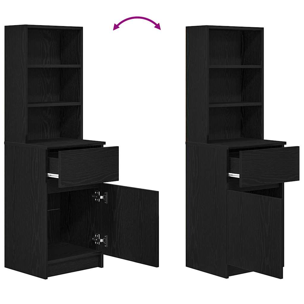 Comodino Nero 39x35x125 cm in Legno Multistrato - homemem39