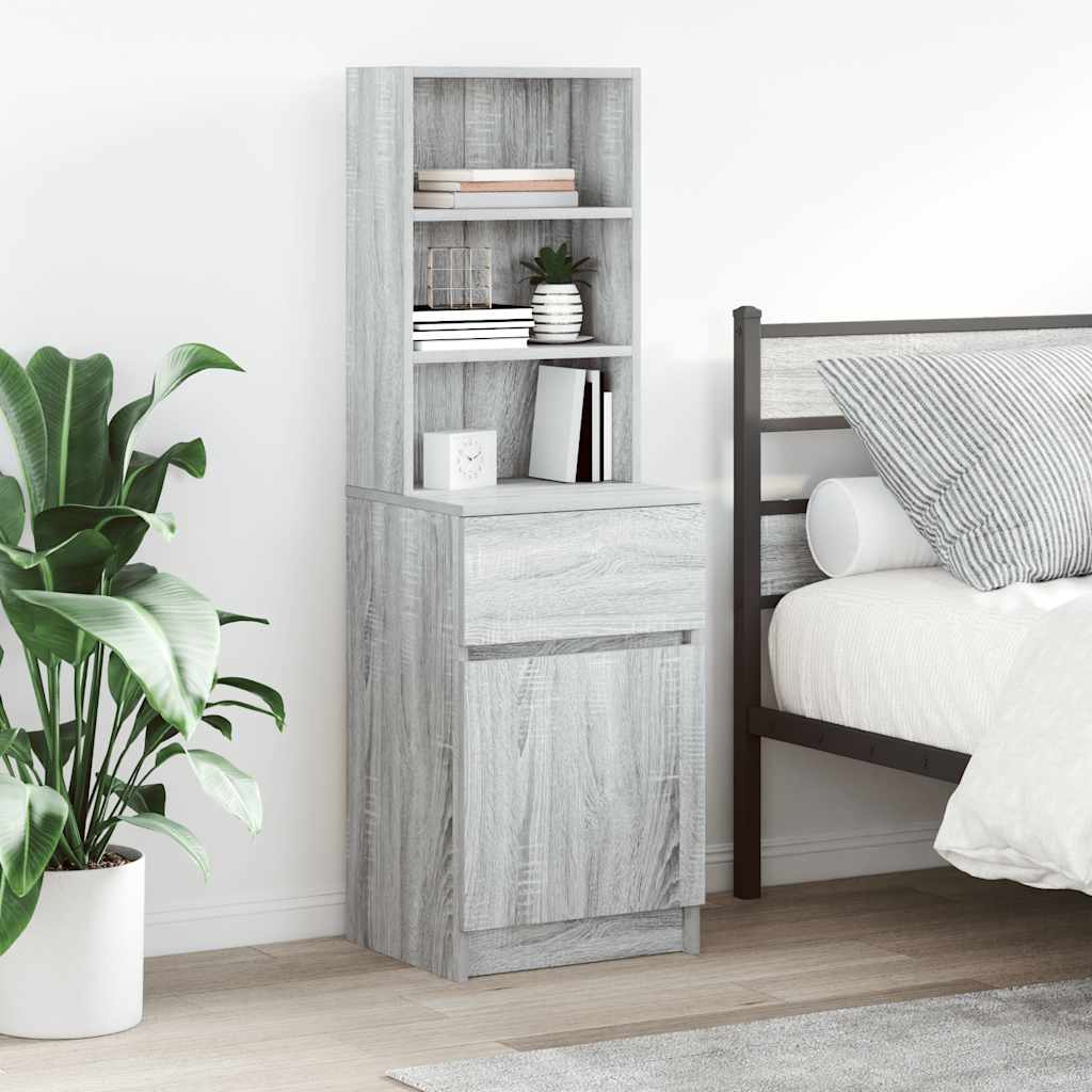 Comodino Grigio Sonoma 39x35x125 cm in Legno Multistrato