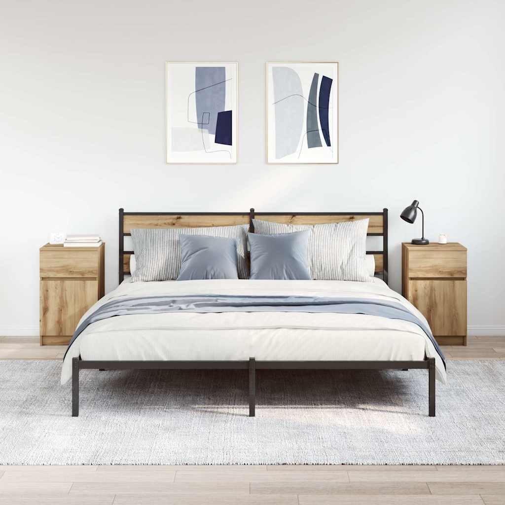 Comodini 2pz Rovere Artigianale 39x35x65cm in Legno Multistrato - homemem39