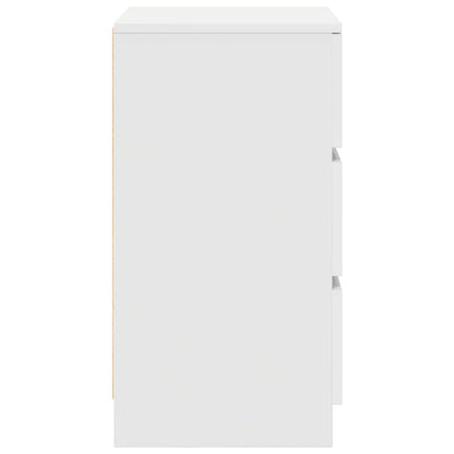 Comodino con 3 Cassetti Bianco 39x35x65 cm