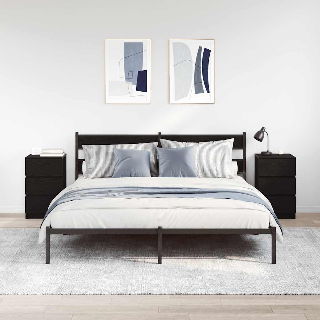 Comodini con 3 Cassetti 2 pz Nero 39x35x65 cm - homemem39