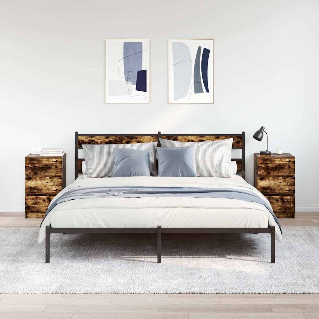 Comodini con 3 Cassetti 2 pz Rovere Fumo 39x35x65 cm - homemem39