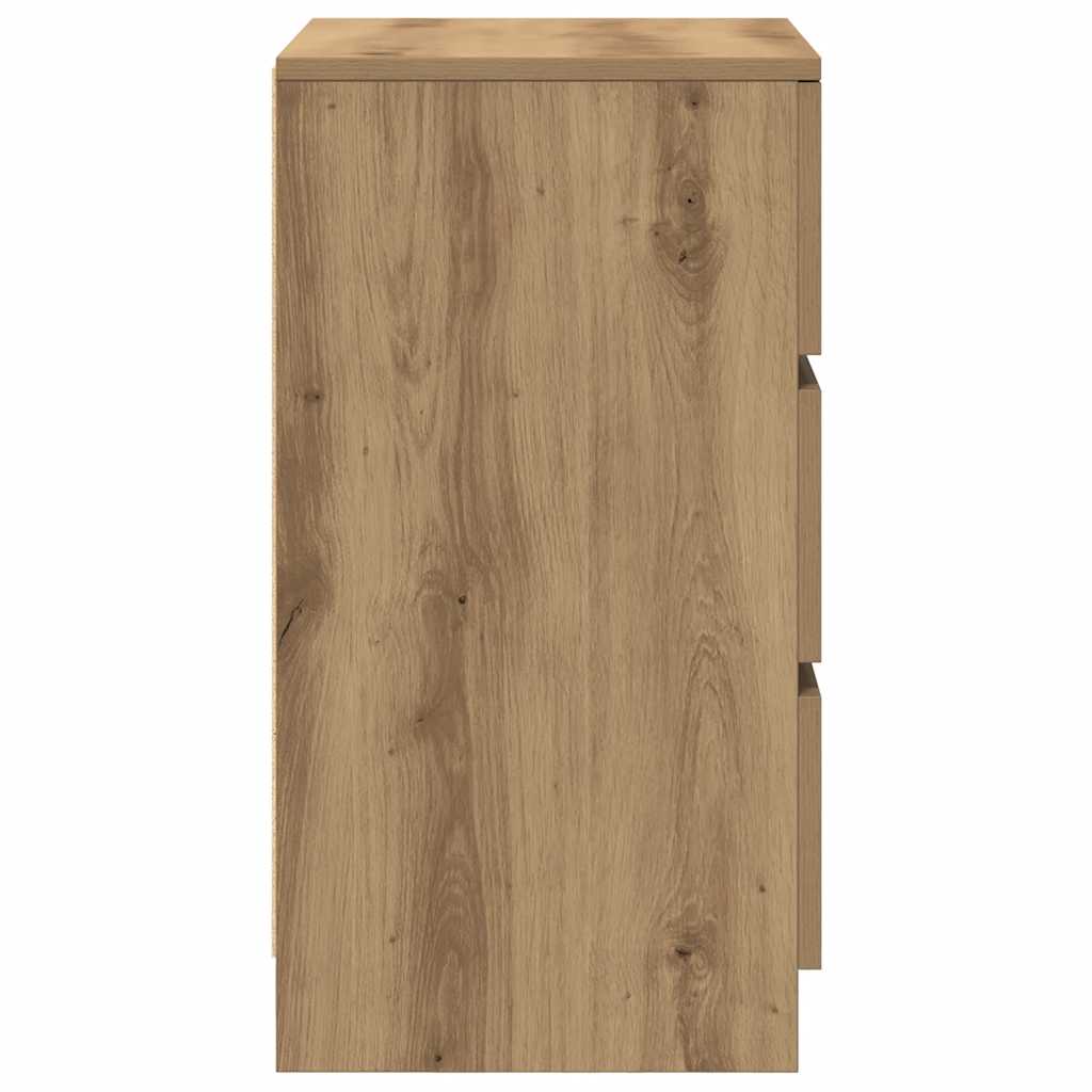 Comodino con 3 Cassetti Rovere Artigianale 39x35x65 cm