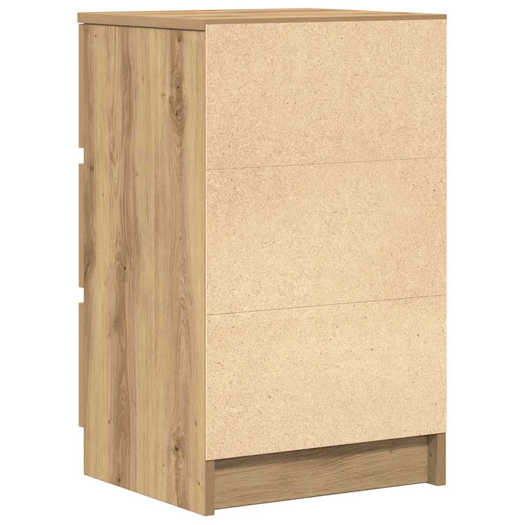 Comodini con 3 Cassetti 2 pz Rovere Artigianale 39x35x65 cm