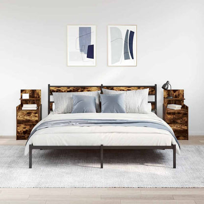 Comodini con 2 Cassetti 2 pz Rovere Fumo 38x34x80 cm - homemem39