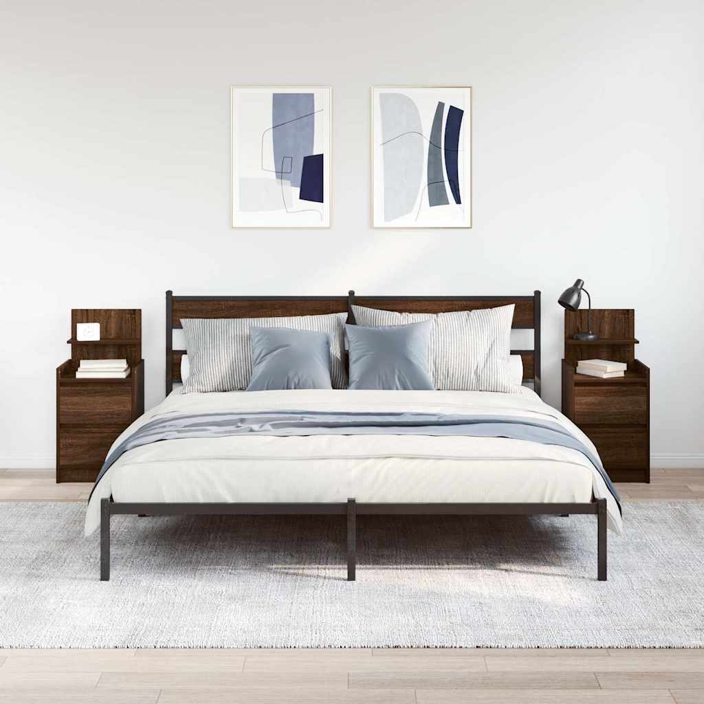 Comodini con 2 Cassetti 2 pz Rovere Marrone 38x34x80 cm - homemem39