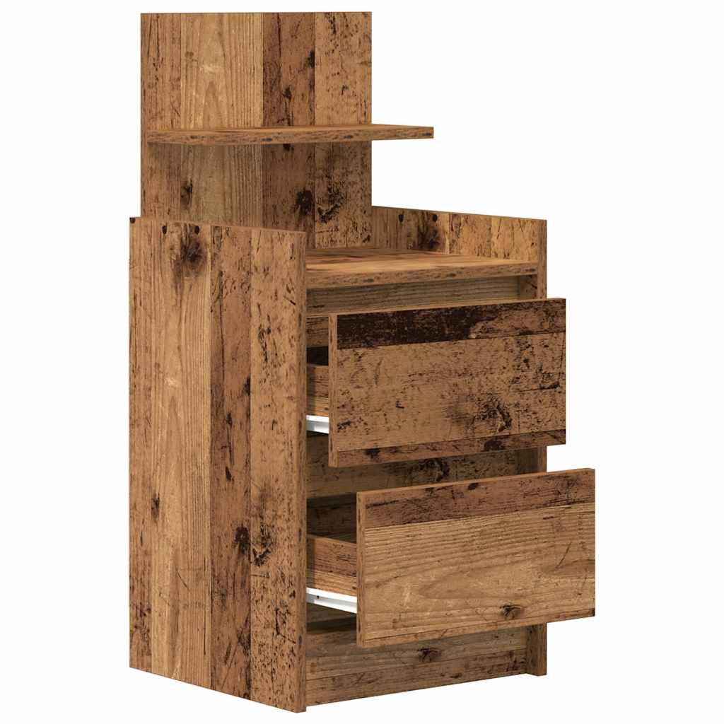 Comodino con 2 Cassetti Legno Antico 38x34x80 cm - homemem39