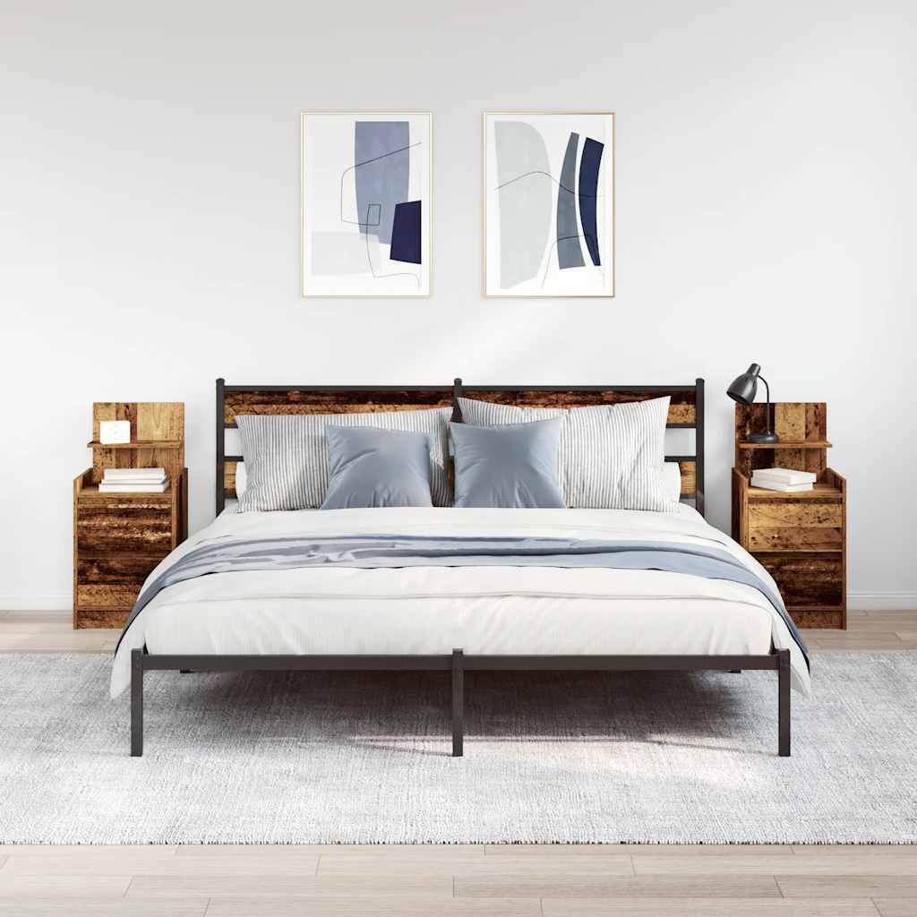 Comodini con 2 Cassetti 2 pz in Legno Antico 38x34x80 cm - homemem39