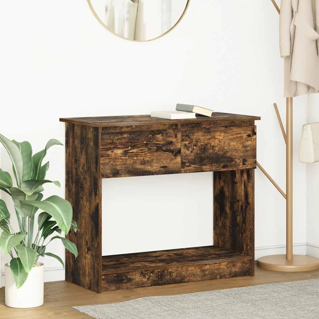 Tavolo Consolle con Cassetti Rovere Fumo 85,5x38,5x74,5 cm | homemem39