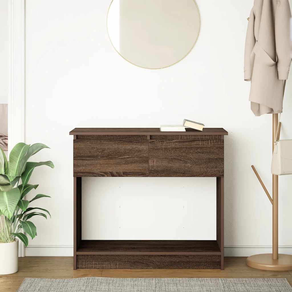 Tavolo Consolle con Cassetti Rovere Marrone 85,5x38,5x74,5 cm | homemem39