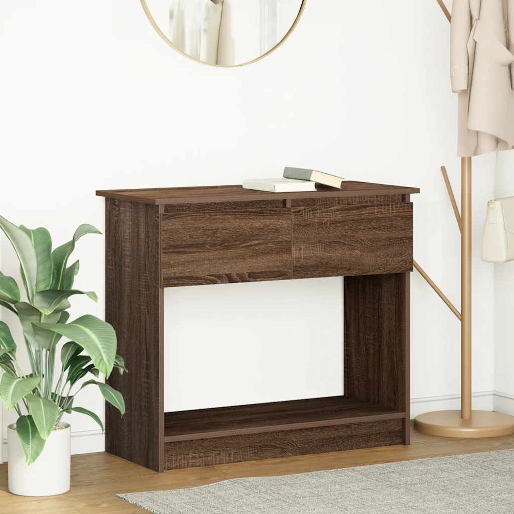 Tavolo Consolle con Cassetti Rovere Marrone 85,5x38,5x74,5 cm | homemem39