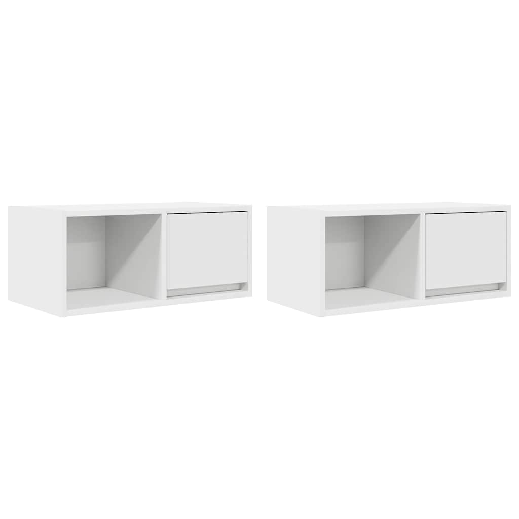 Mobili TV a Parete 2pz Bianchi 60x31x25,5 cm Legno Multistrato - homemem39