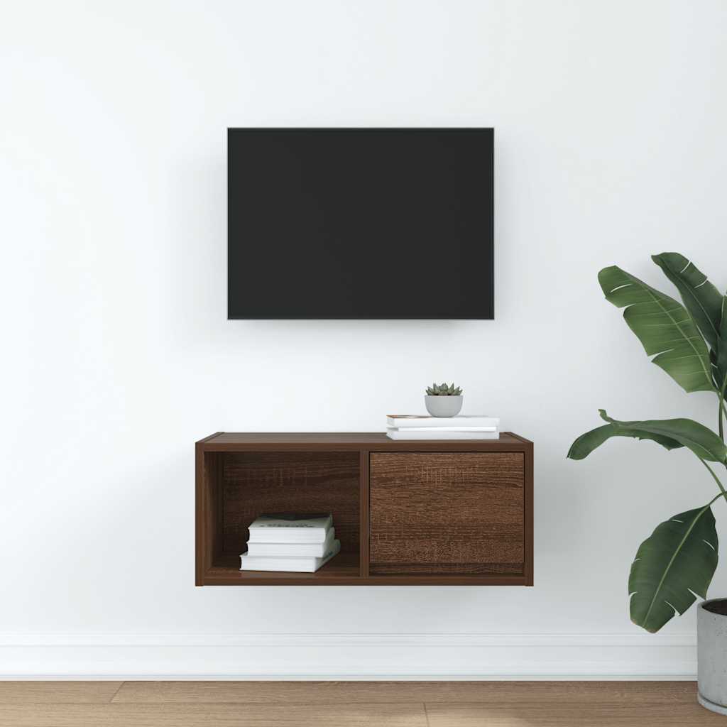Mobile Porta TV Rovere Marrone 60x31x25,5 cm Legno Multistrato - homemem39