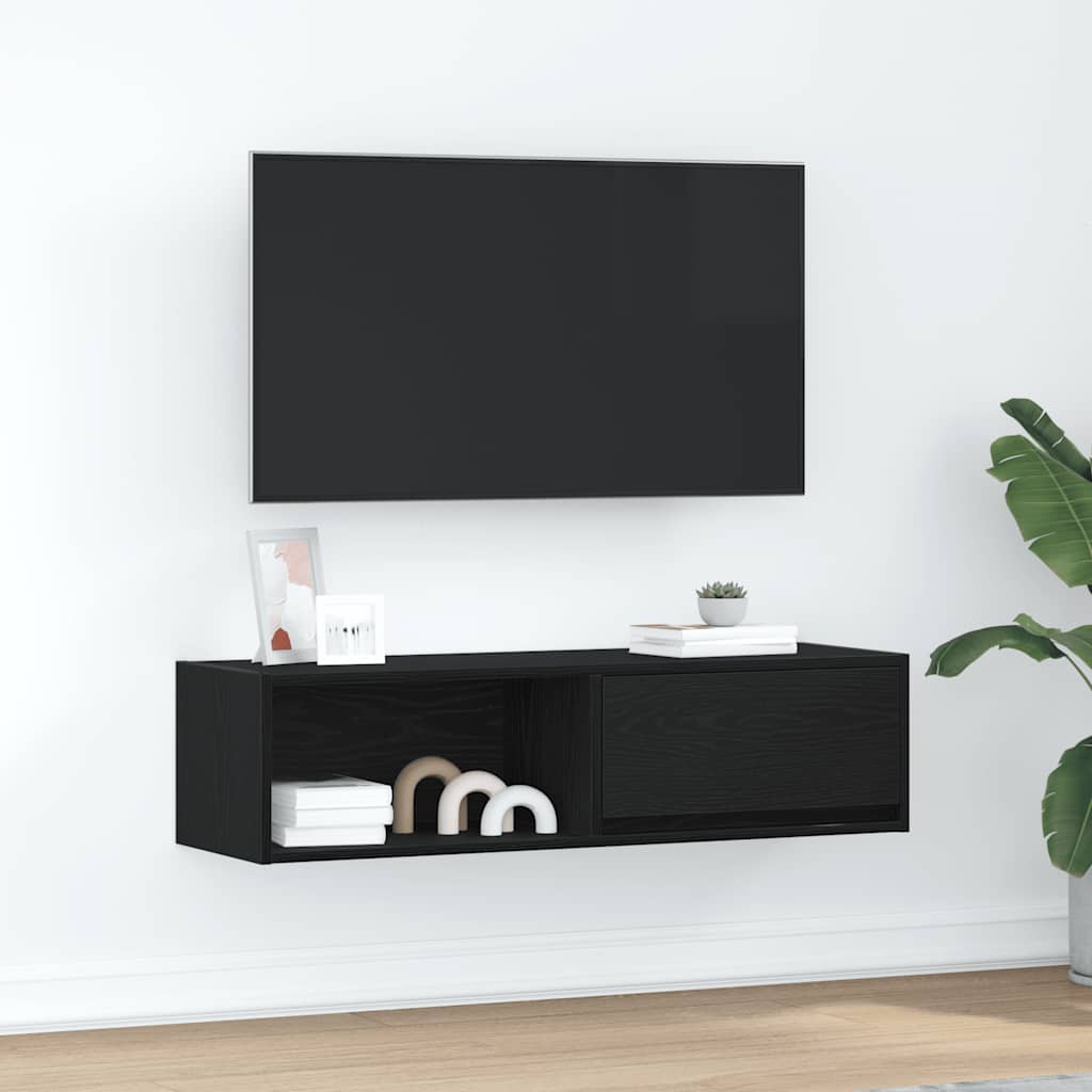 Mobile Porta TV Rovere Nero 100x31x25,5 cm in Legno Multistrato - homemem39