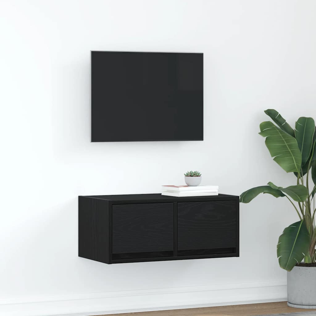 Mobile Porta TV Rovere Nero 60x31x25,5 cm in Legno Multistrato - homemem39
