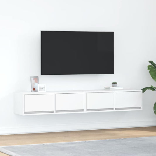 Mobili TV a Parete 2pz Bianchi 80x31x25,5 cm Legno Multistrato - homemem39