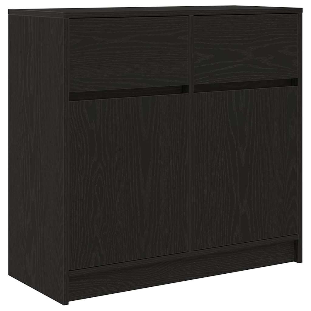 Credenza con Cassetto Rovere Nero 80x34x76 cm Legno Multistrato - homemem39