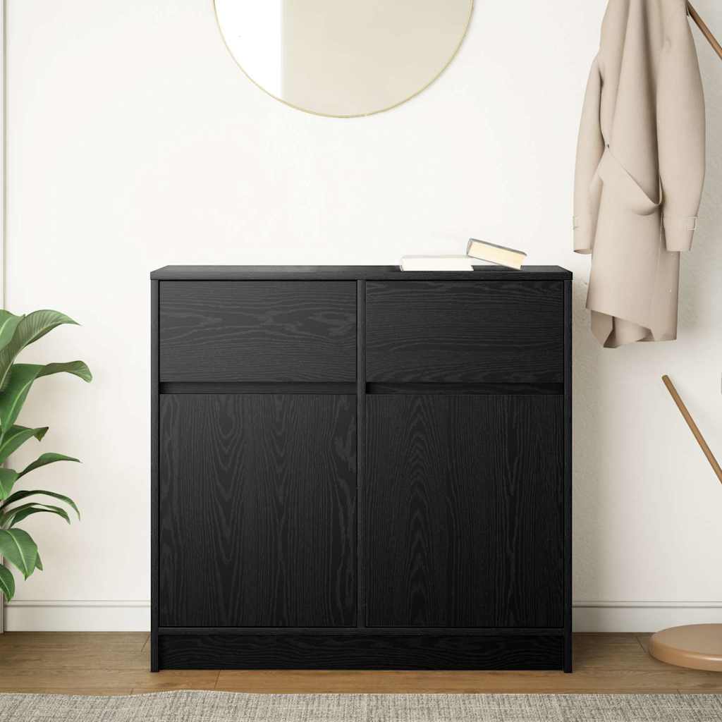 Credenza con Cassetto Rovere Nero 80x34x76 cm Legno Multistrato - homemem39