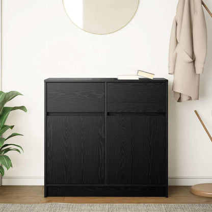 Credenza con Cassetto Rovere Nero 80x34x76 cm Legno Multistrato - homemem39