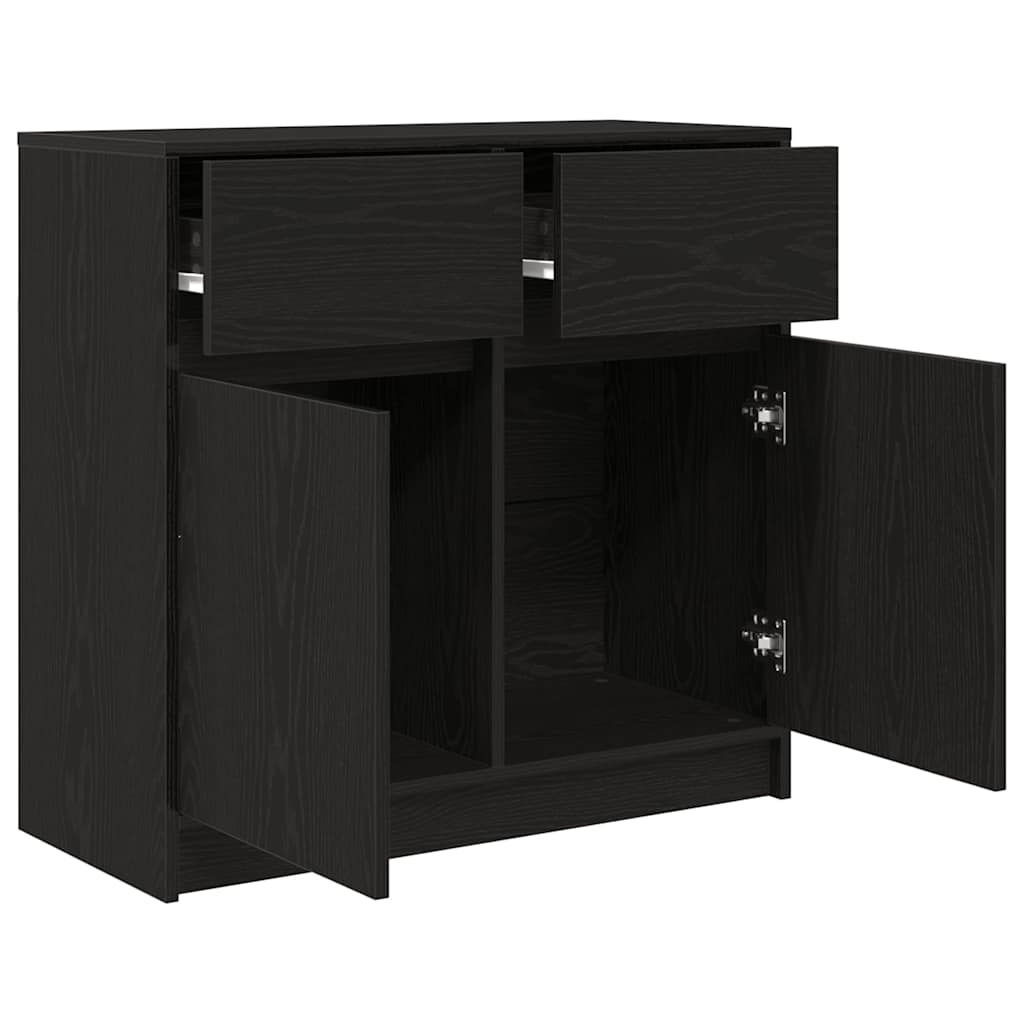 Credenza con Cassetto Rovere Nero 80x34x76 cm Legno Multistrato - homemem39