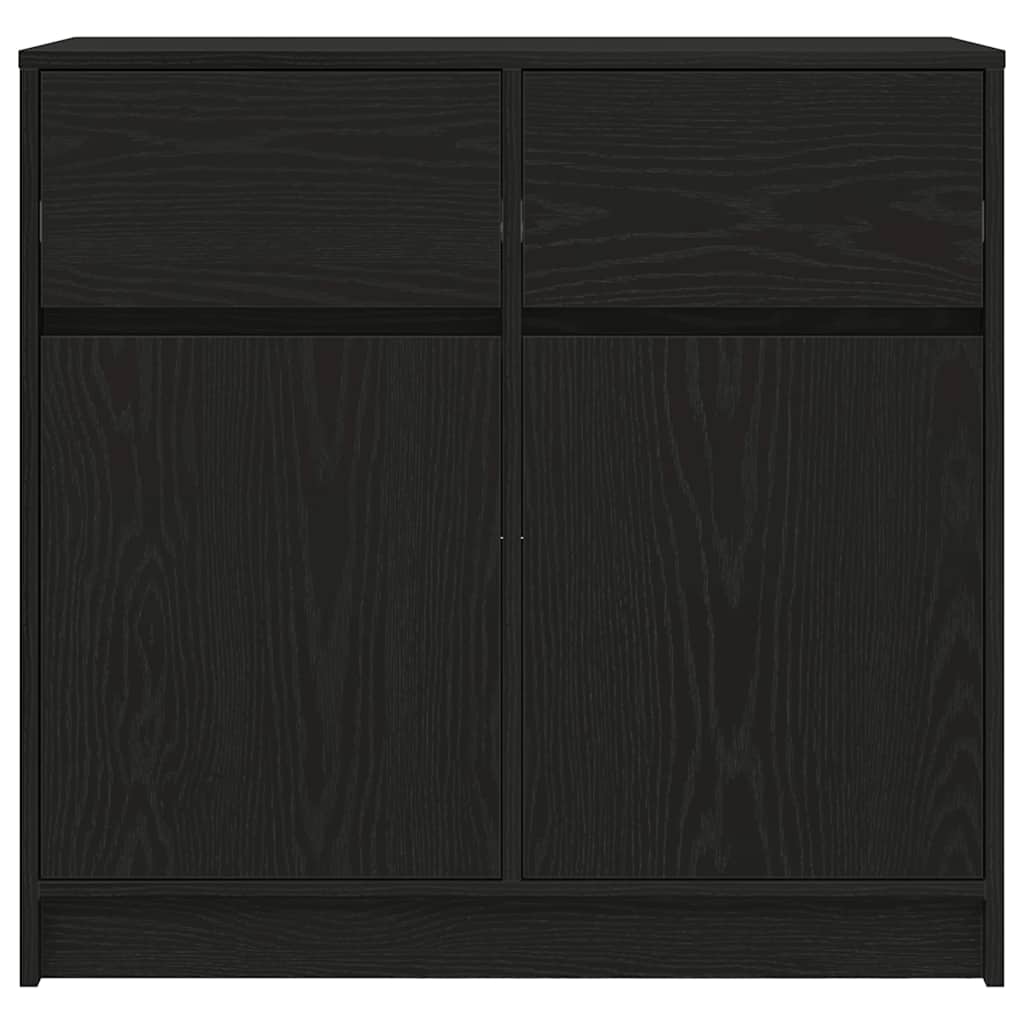 Credenza con Cassetto Rovere Nero 80x34x76 cm Legno Multistrato - homemem39