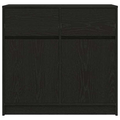 Credenza con Cassetto Rovere Nero 80x34x76 cm Legno Multistrato - homemem39