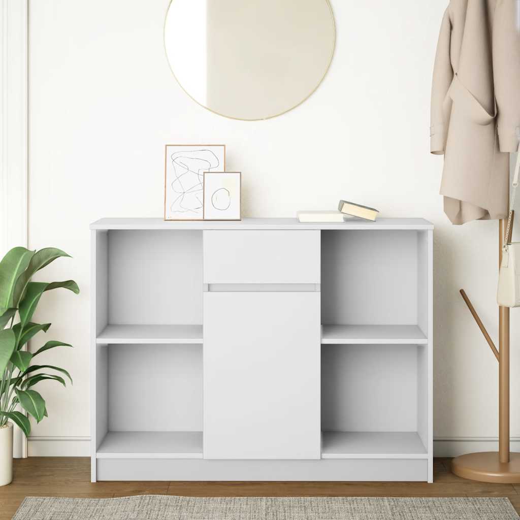 Credenza con Cassetto Bianco 101x35x76 cm in Legno Multistrato - homemem39