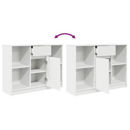 Credenza con Cassetto Bianco 101x35x76 cm in Legno Multistrato - homemem39