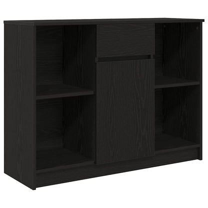 Credenza con Cassetto Rovere Nero 101x35x76cm Legno Multistrato - homemem39