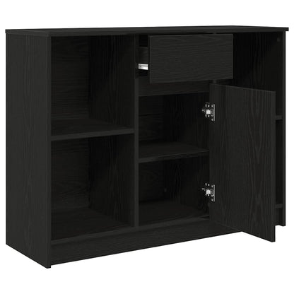 Credenza con Cassetto Rovere Nero 101x35x76cm Legno Multistrato - homemem39