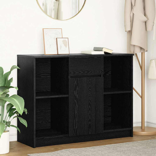 Credenza con Cassetto Rovere Nero 101x35x76cm Legno Multistrato - homemem39