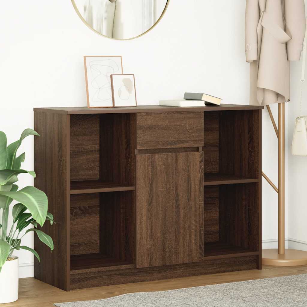 Credenza con Cassetto Rovere Marrone 101x35x76 cm in Truciolato - homemem39