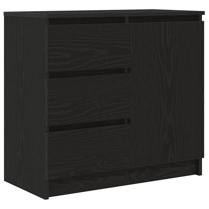Credenza con Cassetto Rovere Nero 71x35x65 cm Legno Multistrato - homemem39