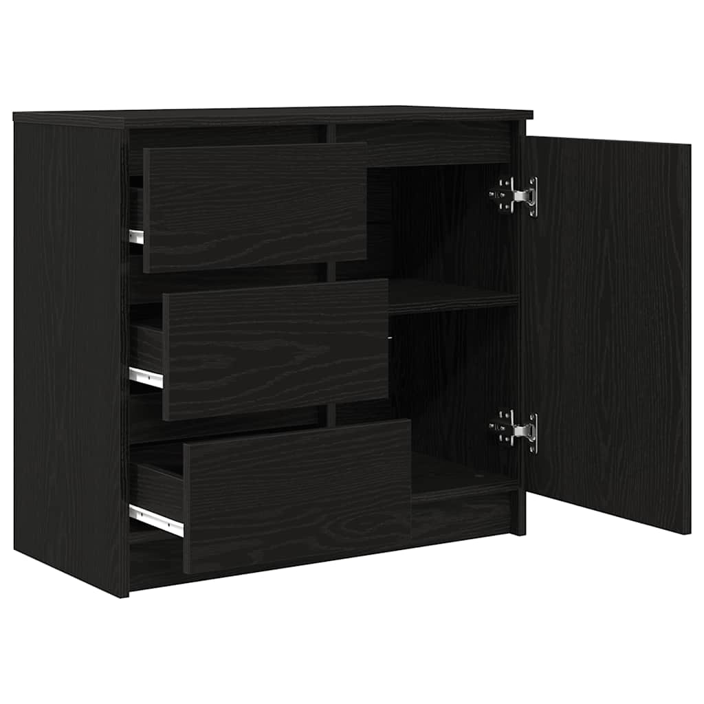 Credenza con Cassetto Rovere Nero 71x35x65 cm Legno Multistrato - homemem39