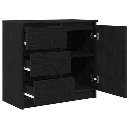 Credenza con Cassetto Rovere Nero 71x35x65 cm Legno Multistrato - homemem39