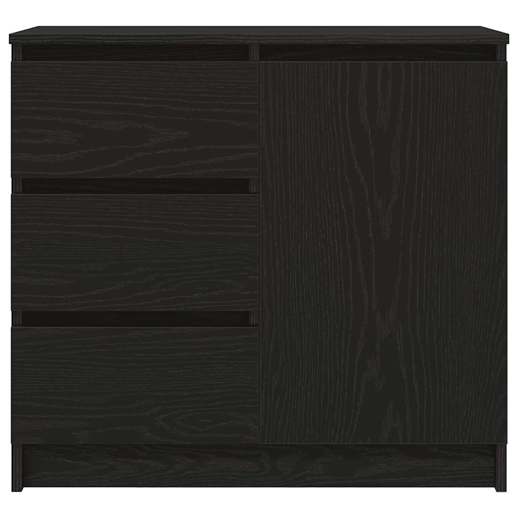 Credenza con Cassetto Rovere Nero 71x35x65 cm Legno Multistrato - homemem39
