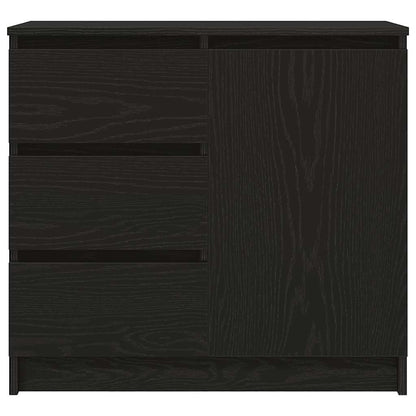Credenza con Cassetto Rovere Nero 71x35x65 cm Legno Multistrato - homemem39